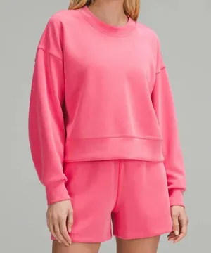 Lululemon Softstreme Perfectly Oversized Crop Crew Glaze Pink 4 thumbnail 1