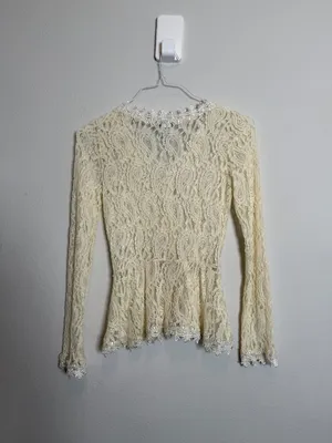 Cream Lace long sleeve Bohemian Chic Shirt thumbnail 6