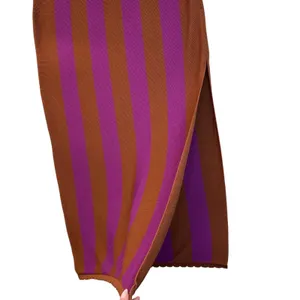 Anthropologie Striped Knit‎ Pencil Boho Skirt Purple Workwear Elegant Size L thumbnail 6