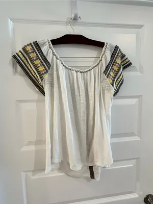 Lucky Brand Embroidered Peasant Top White Size 1X thumbnail 8