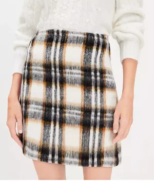 Loft Brushed Plaid Mini Skirt Size 12 thumbnail 1