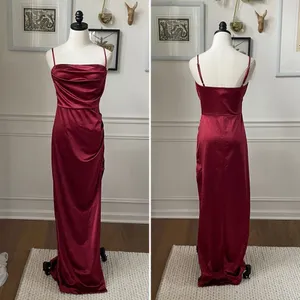Windsor Stretchy Ruby Red Burgundy Satin Slip Dress Gown M thumbnail 2