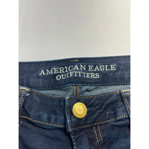 American Eagle Outfitters Super Stretch Raw Hem Shorts Women 12 Dark Wash thumbnail 4