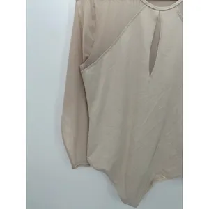 Abercrombie & Fitch Bodysuit‎ Women XL NWOT Cream Nude Long Sleeve Sheer Mesh thumbnail 3