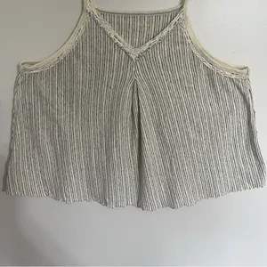 We the Free‎ Women's Size Medium Gray Cream Striped Tank Crop Top Flowy Summer thumbnail 10