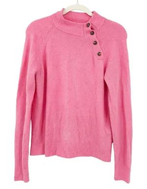 J. Crew Womens Fall Barbiecore Button Extra‎ Soft Yarn Wool Blend Sweater Size S thumbnail 1