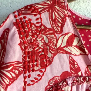 Anthropologie Vineet Bahl Womens Shirt l Pink Red Floral Embroidered Size Medium thumbnail 8