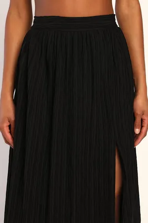 New Lulus Midsummer Memories Black Mid-Rise Maxi Skirt Size Small MSRP $45 thumbnail 4