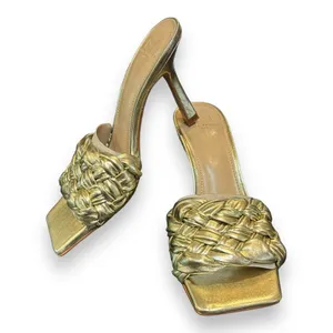 Marc Fisher Women Draya Slide Sandals Heeled Gold‎ Leather Sz 6M thumbnail 5