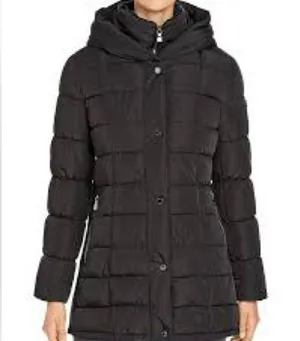 Calvin Klein Black Velvet-Trim Puffer size Medium thumbnail 1