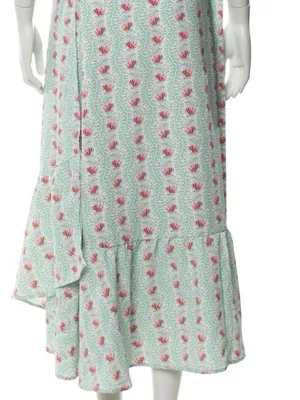 Hill House Sage Green Floral Maxi Skirt thumbnail 4