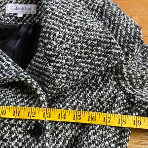 Calvin Klein Women's Black Tweed Wool Double Breasted Pea Coat Size 6 Belted thumbnail 9