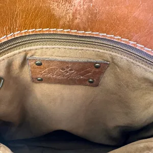 Patricia Nash Venezia Purse Tan Italian Leather Pouch Slim Crossbody Bag Vintage thumbnail 8