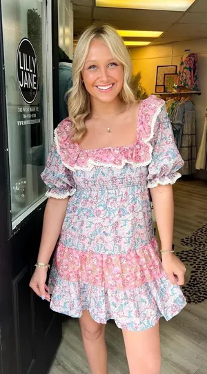 Flora ruffle girly dress Pink Size M thumbnail 1
