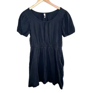 Anthropologie Daily Practice Black Cap Sleeve Cotton Sleeve Dress M thumbnail 2