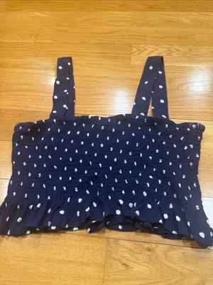 American Eagle outfitters blue and white polka dot crop top size small. thumbnail 3
