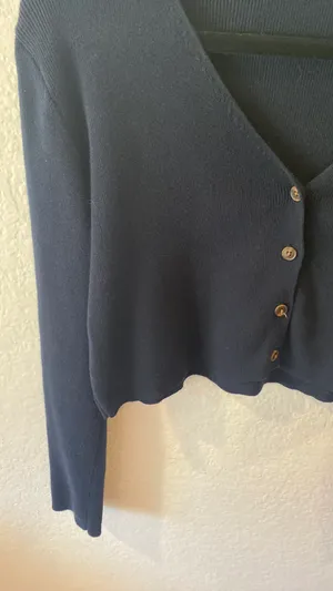 Brandy Melville Navy Crop Cardigan thumbnail 3