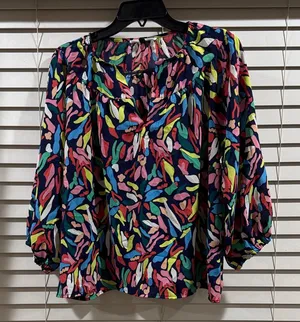 Vibrant Multicolor Abstract Print Blouse - Women Tops thumbnail 1