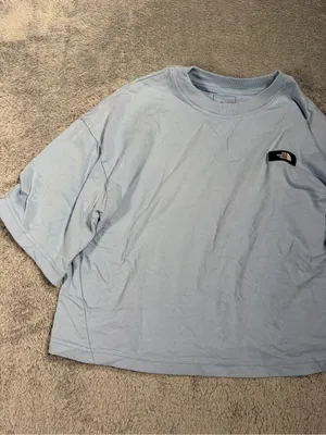 The North Face Light Blue Cropped Tee shirt small thumbnail 2