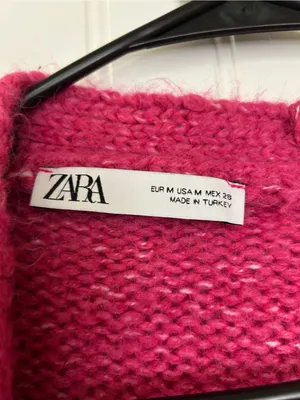 Zara Pink Open-Front Cropped Knit Cardigan Size Medium thumbnail 3