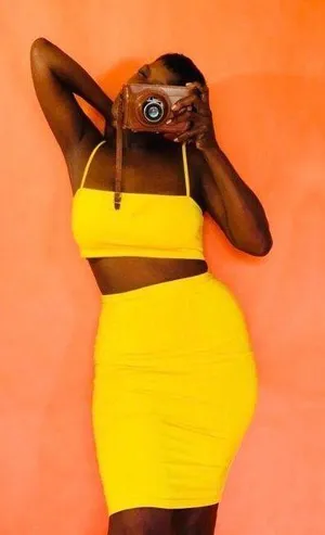 Crop Top And Skirt Set Yellow Size M thumbnail 1