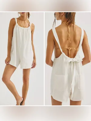 Free People We The Free Freebird Shortalls - pelican cream ivory thumbnail 2