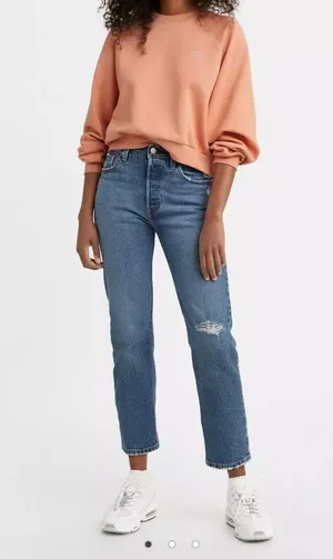 Levi's Premium 501 Original Cropped Womens Jeans High Rise Blue W 26 L 26 NWT thumbnail 1