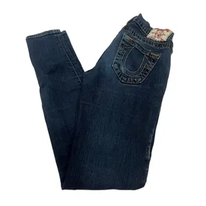 True Religion Womens 25 Dark Wash Skinny Straight Jeans Y2K Made in USA Denim thumbnail 4