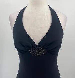 Vintage 90s Jones New York Dress Halter Dress Beaded Detail Black Womens Small thumbnail 3