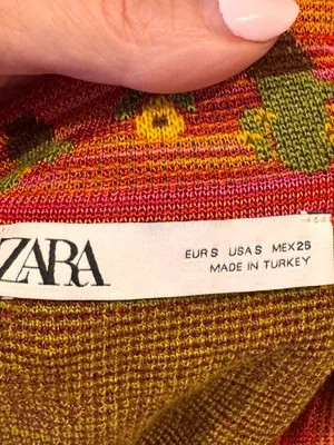 Zara Cactus Flower Polo Cardigan Sweater Pink Yellow Green Button Front S Desert thumbnail 8