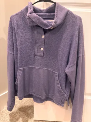 REI purple half button pullover thumbnail 1