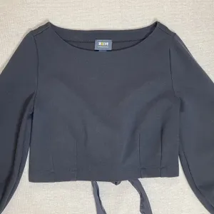 Maeve Anthropologie | Black Tie-Back Ponte Pullover Balloon Sleeve Top | Small thumbnail 6