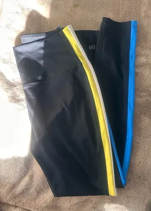 Black splits59 ‘Harper’ “leggings w blue and yellow stripe thumbnail 1