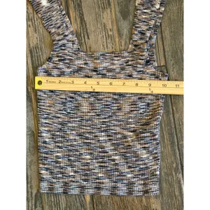 Abercrombie & Fitch Ribbed Knit Tank Top Brown Blue Square Neck Medium‎ Y2K Boho thumbnail 4