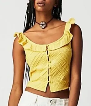 NWOT Free People Yellow Riviera Lace Tank Size Small thumbnail 1