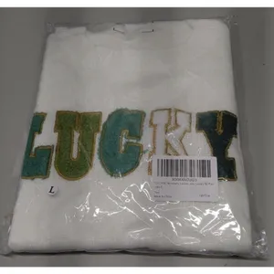 Lucky Glitter Letter Pullover Crewneck Sweater Women’s L thumbnail 3
