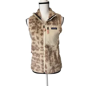 Patagonia Retro-X Fleece Vest Womens XS Leopard Print Tan Brown Full Zip Sherpa thumbnail 7