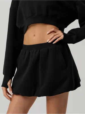 OFFLINE By Aerie Cloud Fleece Bubble Skort in True Black thumbnail 1