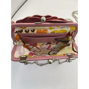 Brighton Coin‎ Purse Crossbody Bag Rosalie Flower Red Burgundy Leather Kiss Lock thumbnail 5