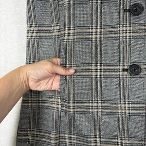 Avec Les Filles Womens Grey Plaid Double Breasted Blazer Jacket Size M 80103 thumbnail 5