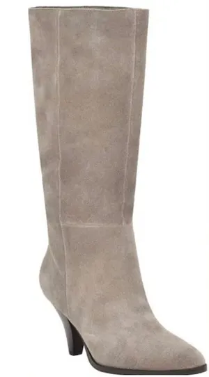 Nine West Ceynote Grey Suede Knee High Cone Heel‎ Pointed Toe Boots Womens 8M thumbnail 1