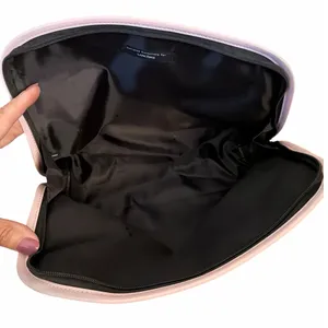 Lancome 2 Piece Makeup and Toiletry Zipper Travel Bags Case Pink Black New thumbnail 6
