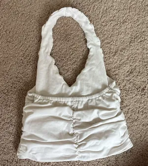 white scrunched halter top thumbnail 2