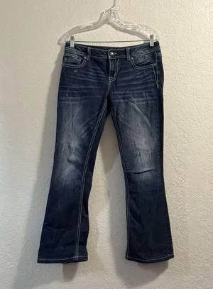 Miss Me Standard Boot Jeans Womens Size 29 Distressed Western Cowgirl Y2K Bling thumbnail 1
