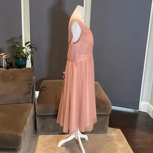Women’s Pink Tea Length V-Neck Corset Back Prom Party Dress Size 16 thumbnail 3