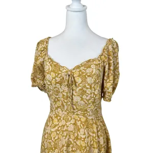 Old Navy Fit and Flare Puff-Sleeve Yellow Floral-Print Mini Dress XS Cottagecore thumbnail 2