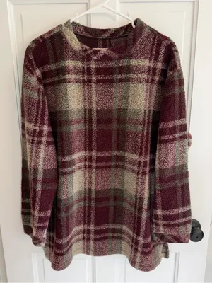 Vintage 90s‎ Woolrich Plaid Fleece Pullover Tunic USA Women’s XL thumbnail 1