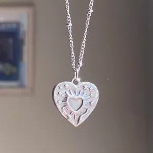 Handmade stainless steel celestial whimsical boho heart necklace🌟 thumbnail 1
