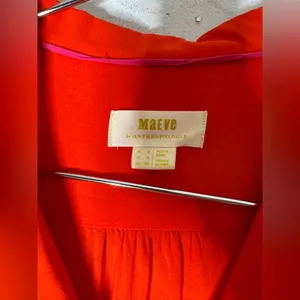 Maeve by Anthropologie Red Button Down Tie Front Shirt Sleeve Collar Top 0‎ thumbnail 3