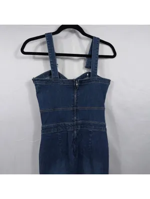 Peach Love California Denim Jumpsuit Women’s Small Flare Leg Adjustable Straps thumbnail 8